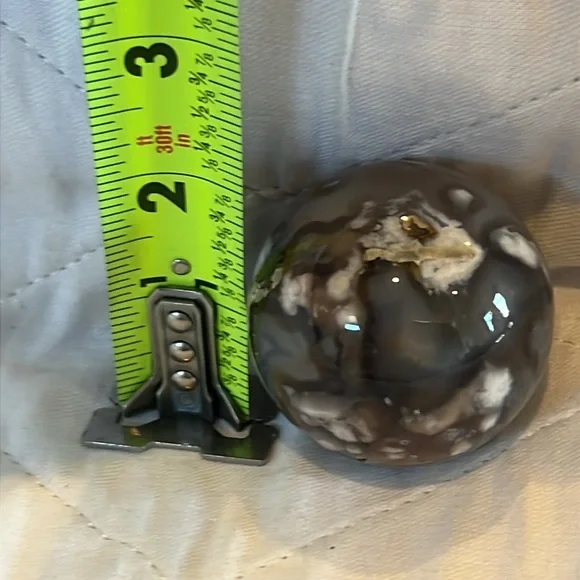 Black Flower Agate Gemstone/ Crystal Sphere NWOT